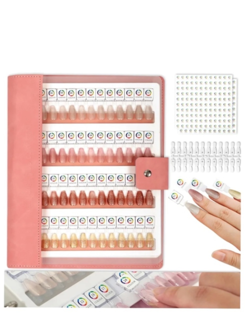 Pink Magnetic Nail Color Swatch Display Book